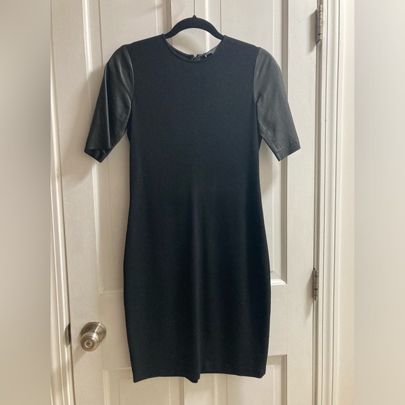 Vince Dresses & Skirts - Last chance: VINCE black dress with leather sleeves